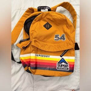 Superdry Mountaineer Backpack in Mustard and Stripes